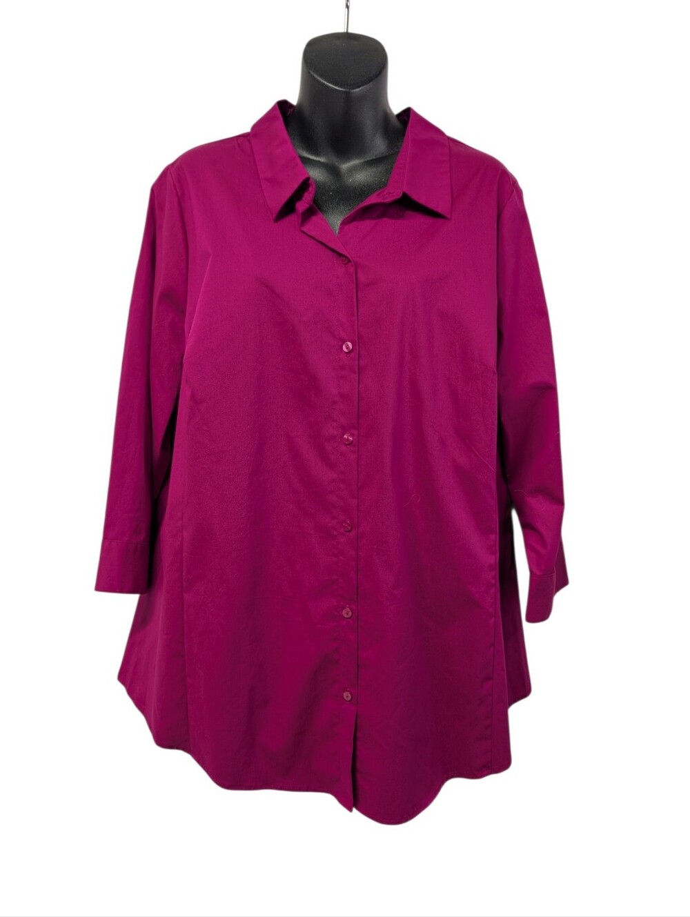 Worthington Women's Magenta Pink Button Down Stretch Shirt plus Size 1X NWT